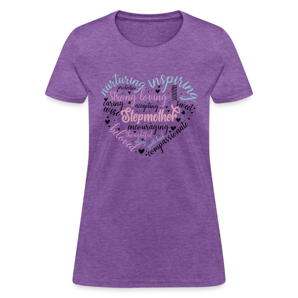 Stepmother Word Art Heart Women's T-Shirt - purple heather