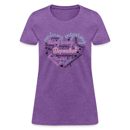 Stepmother Word Art Heart Women's T-Shirt - purple heather