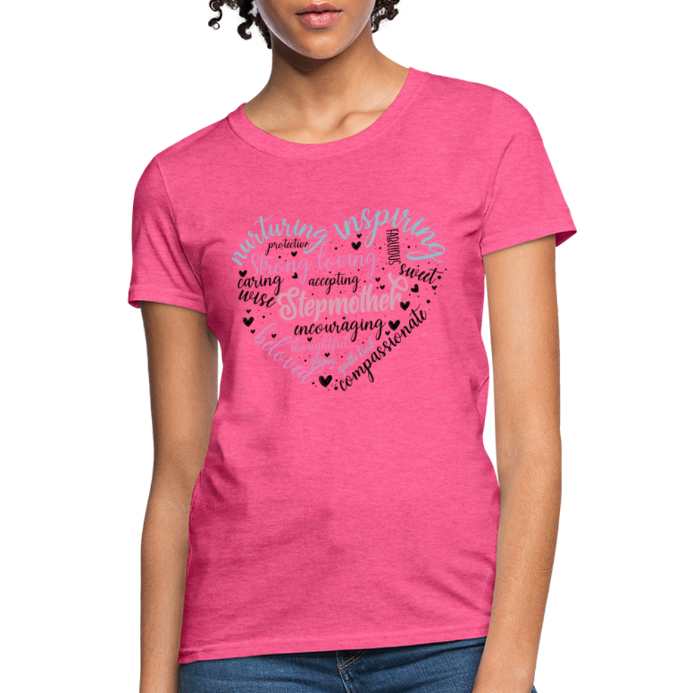 Stepmother Word Art Heart Women's T-Shirt - heather pink