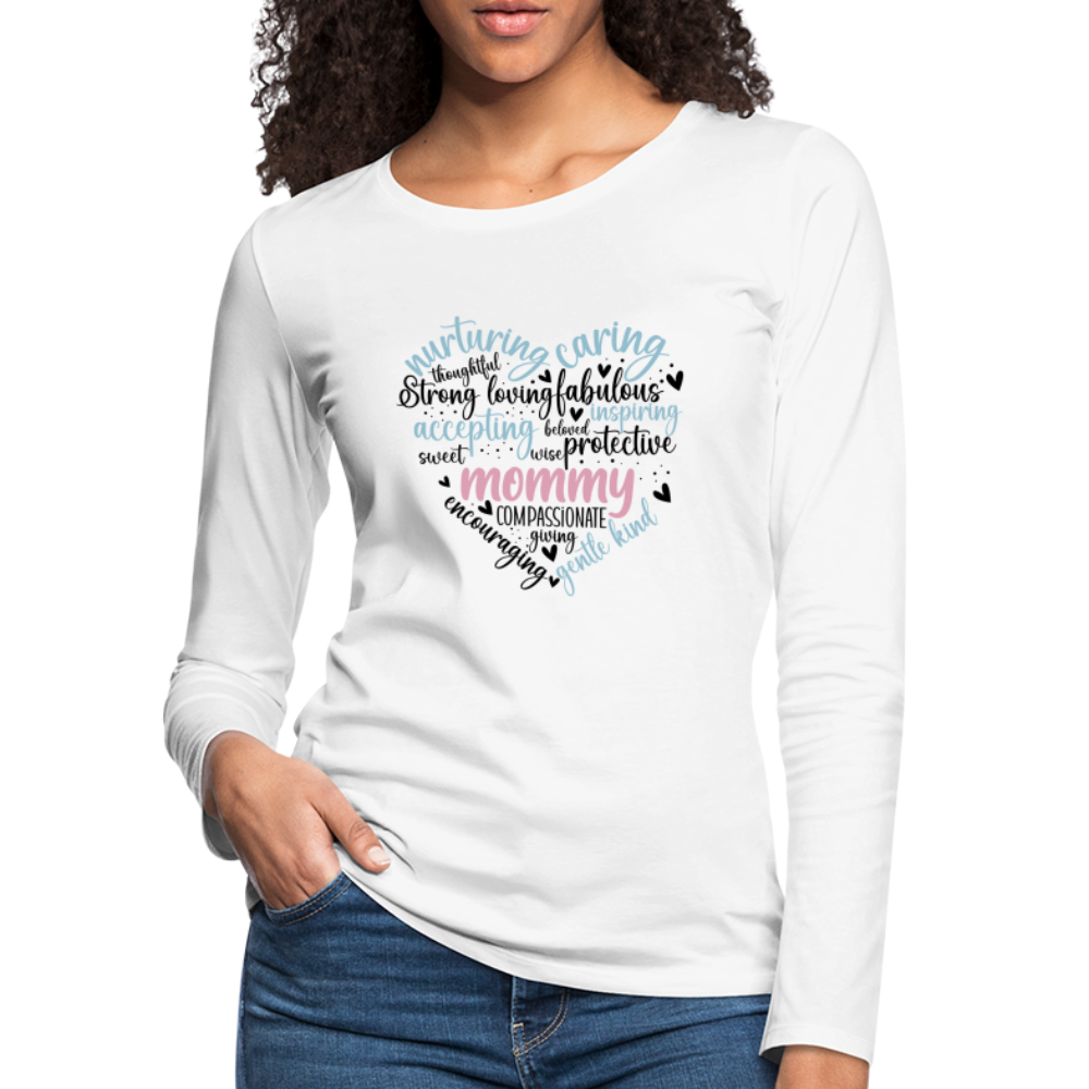 Mommy Heart Wordart Women's Premium Long Sleeve T-Shirt - white