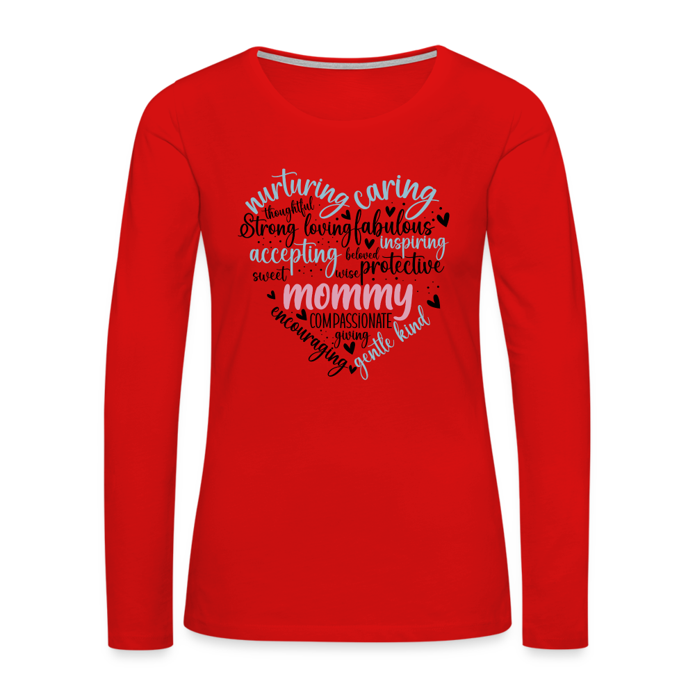 Mommy Heart Wordart Women's Premium Long Sleeve T-Shirt - red