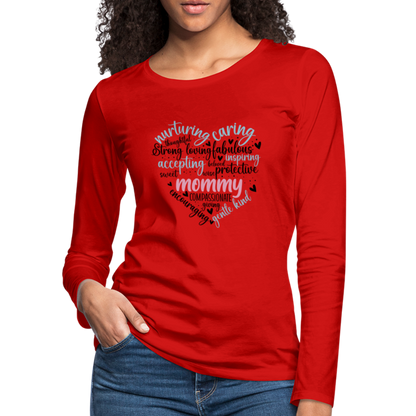 Mommy Heart Wordart Women's Premium Long Sleeve T-Shirt - red