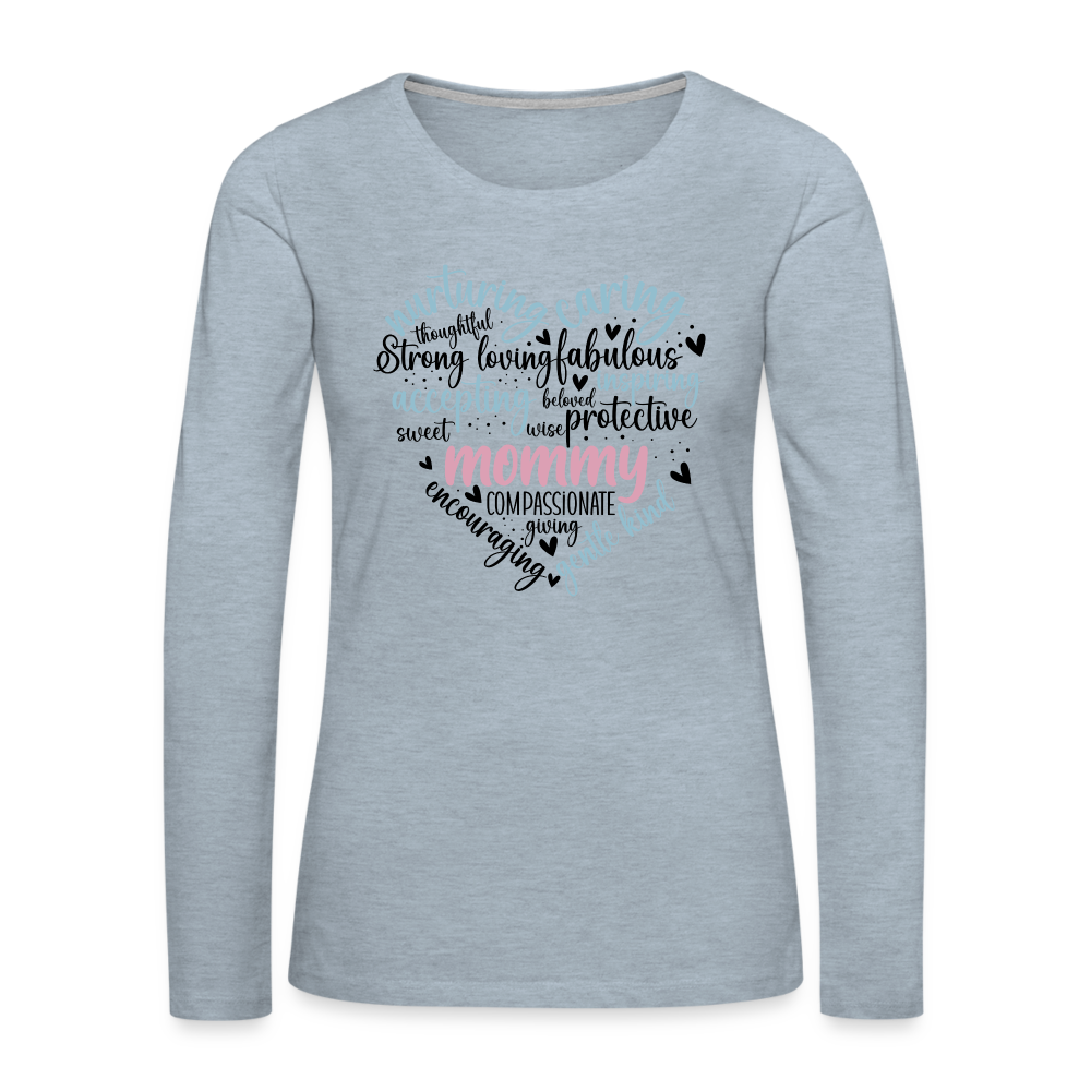 Mommy Heart Wordart Women's Premium Long Sleeve T-Shirt - heather ice blue
