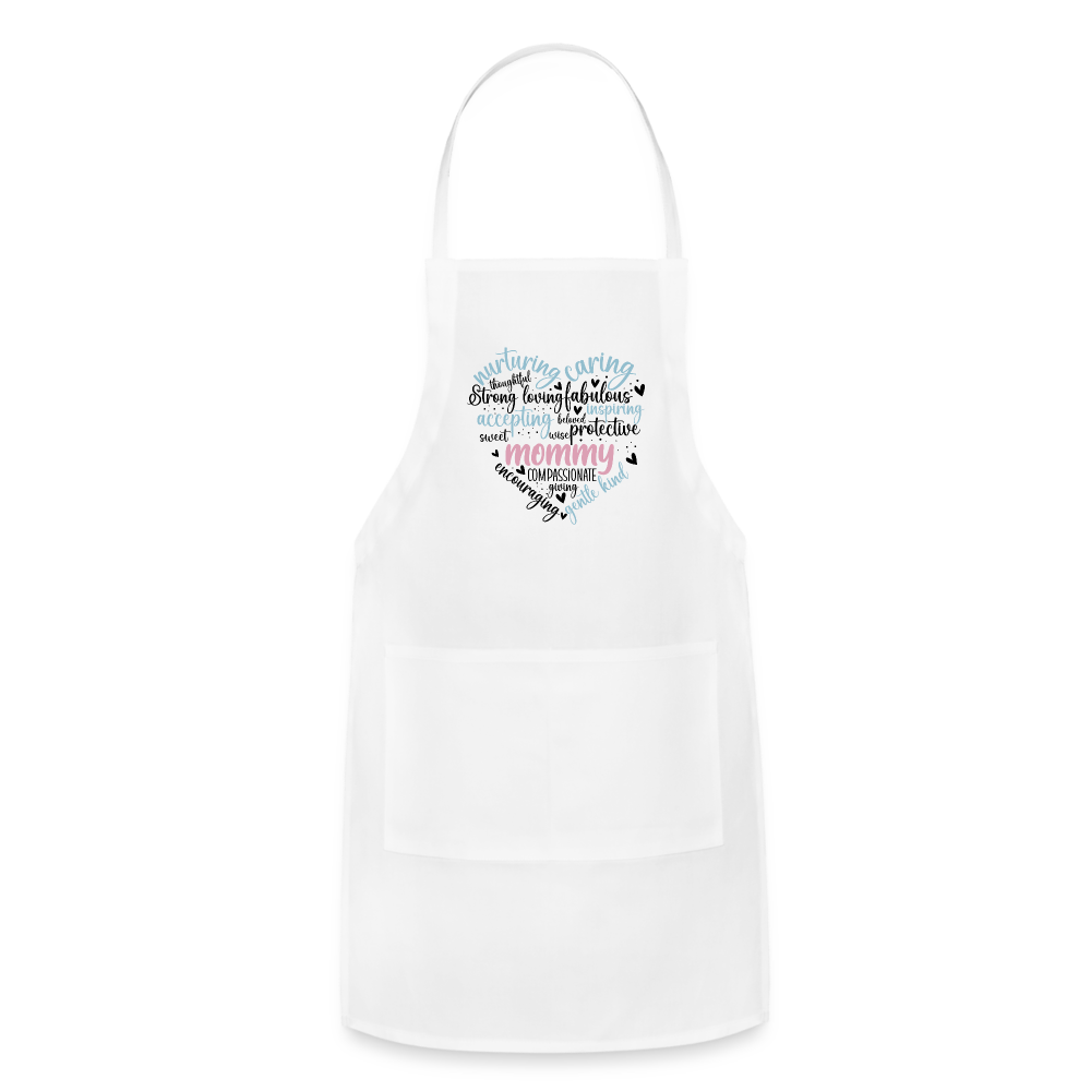 Mommy Heart Wordart Adjustable Apron - white