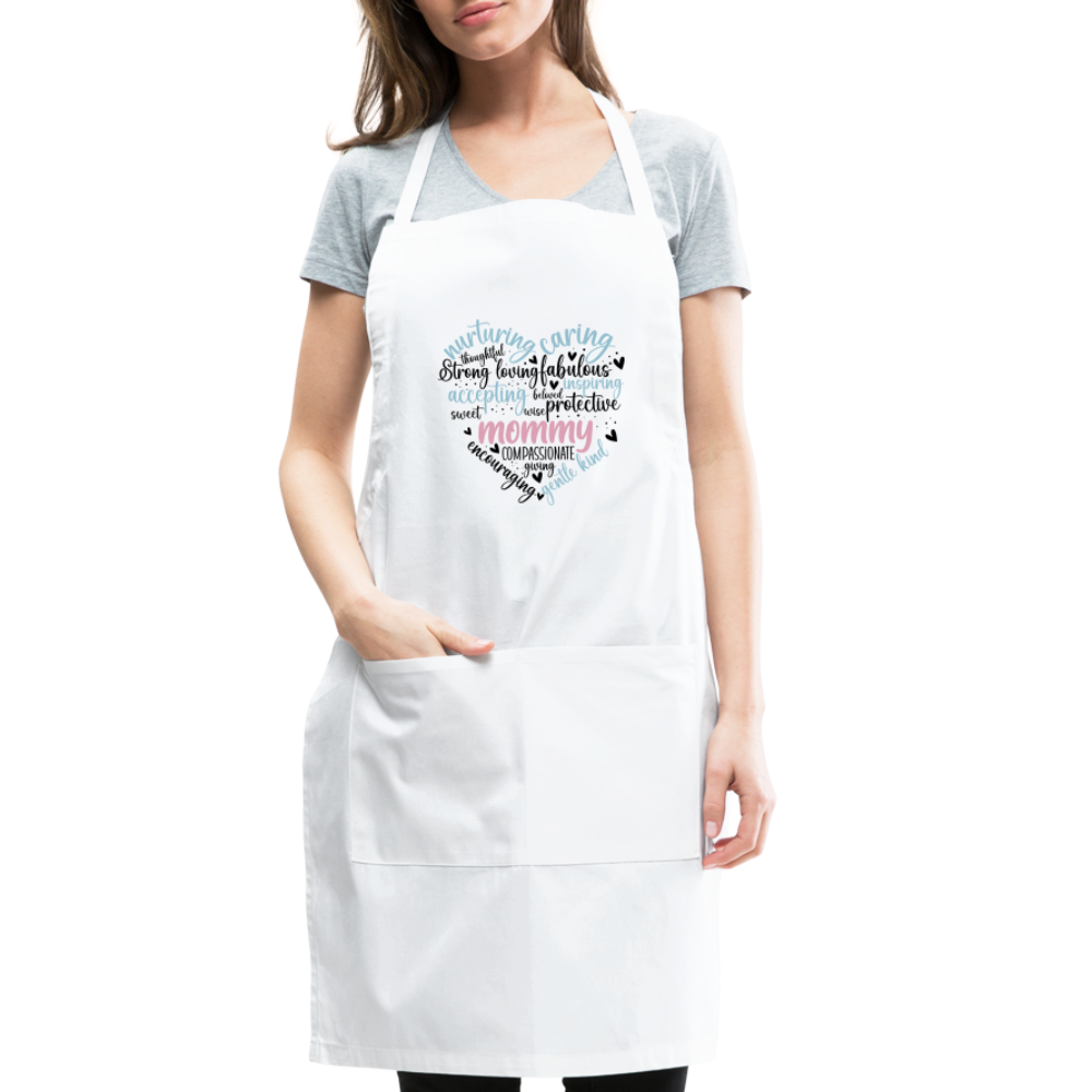 Mommy Heart Wordart Adjustable Apron - white