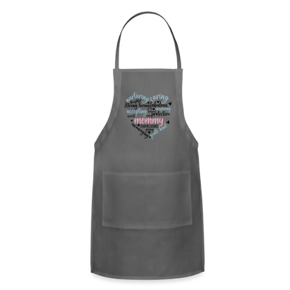 Mommy Heart Wordart Adjustable Apron - charcoal