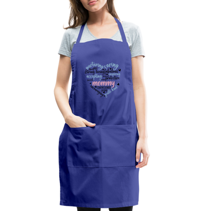 Mommy Heart Wordart Adjustable Apron - royal blue