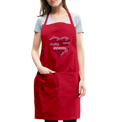 Mommy Heart Wordart Adjustable Apron - red