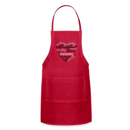 Mommy Heart Wordart Adjustable Apron - red