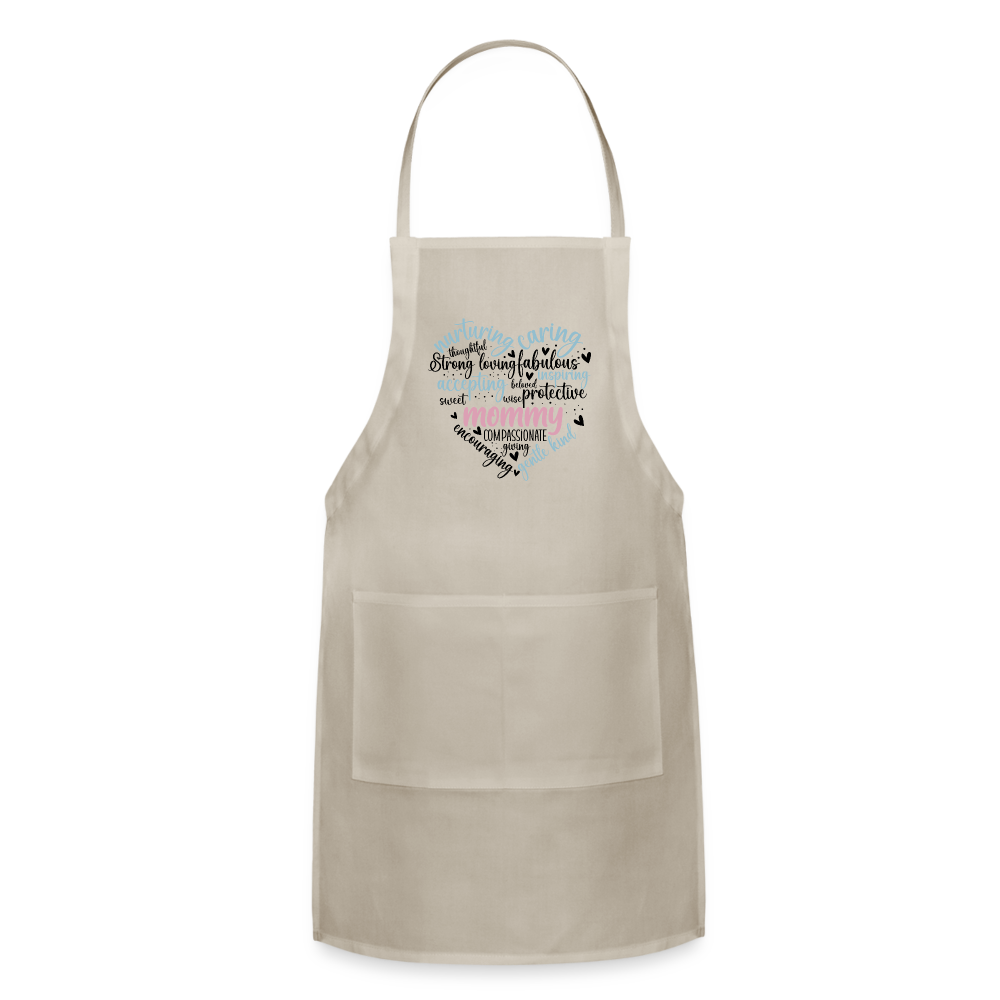 Mommy Heart Wordart Adjustable Apron - natural