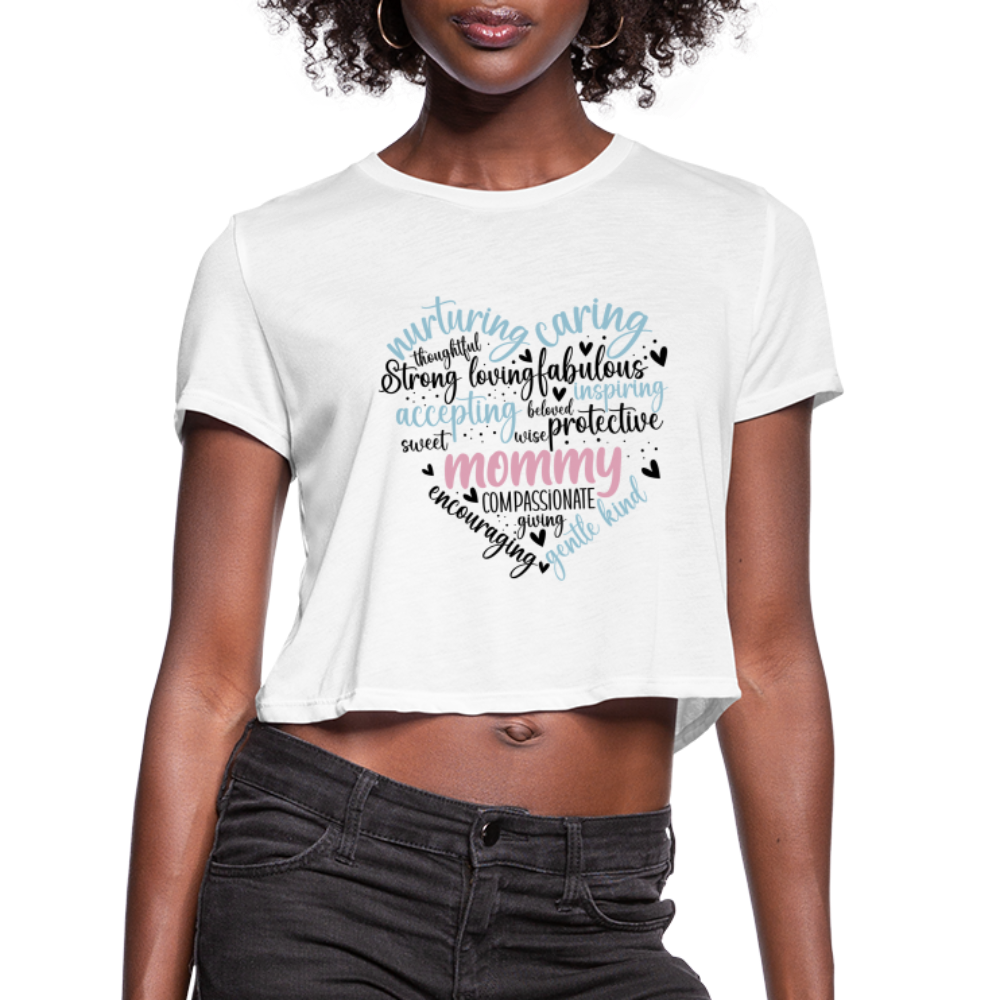 Mommy Heart Wordart Women's Cropped T-Shirt - white