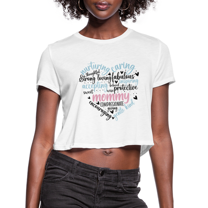 Mommy Heart Wordart Women's Cropped T-Shirt - white