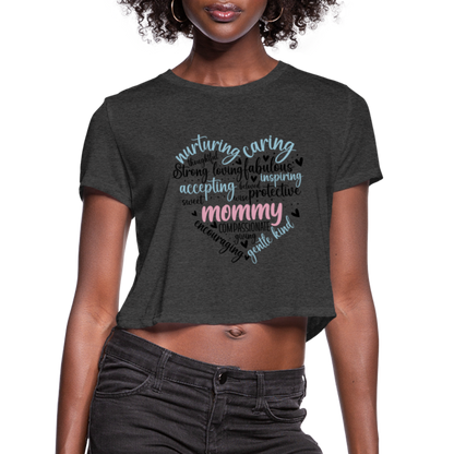 Mommy Heart Wordart Women's Cropped T-Shirt - deep heather