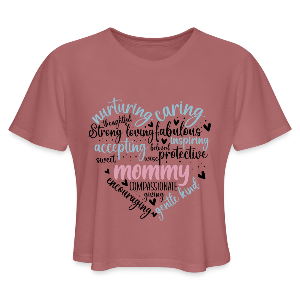 Mommy Heart Wordart Women's Cropped T-Shirt - mauve