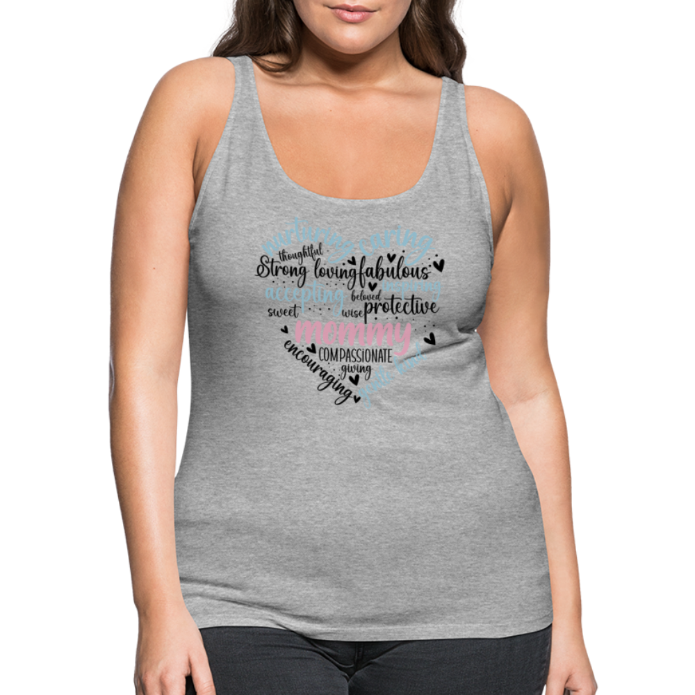 Mommy Heart Wordart Women’s Premium Tank Top - heather gray