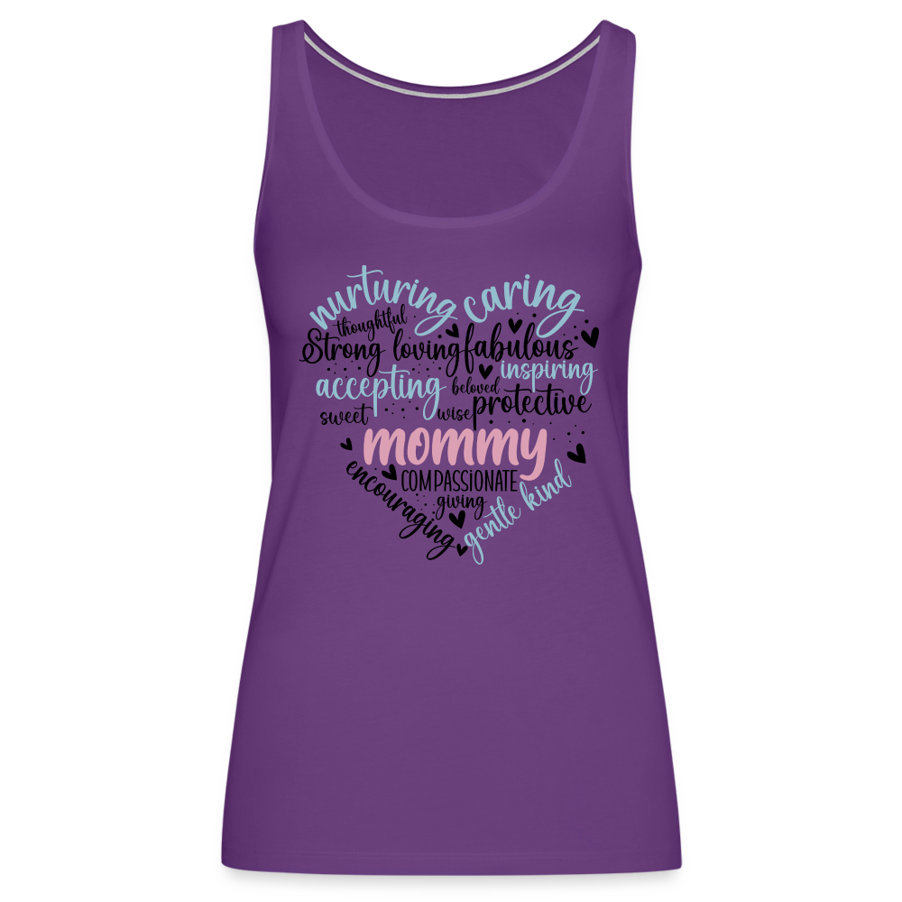 Mommy Heart Wordart Women’s Premium Tank Top - purple