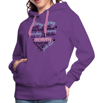Mommy Heart Wordart Women’s Premium Hoodie - purple 