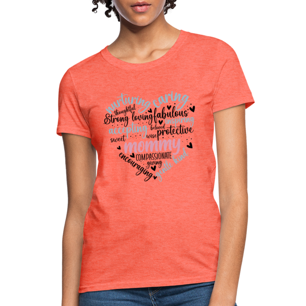 Mommy Heart Wordart Women's T-Shirt - heather coral