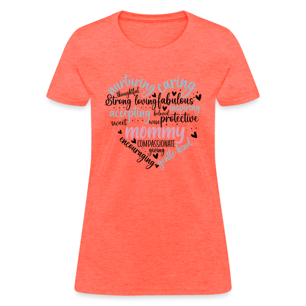 Mommy Heart Wordart Women's T-Shirt - heather coral