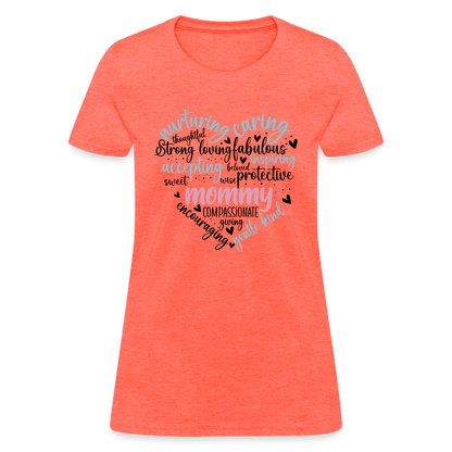 Mommy Heart Wordart Women's T-Shirt - heather coral