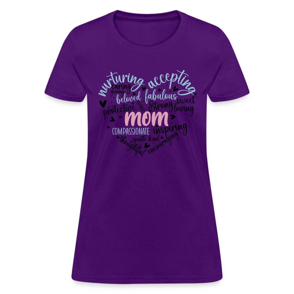 Mom Word Art Heart Women's T-Shirt - purple