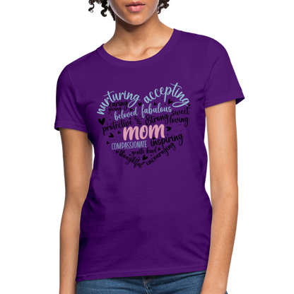 Mom Word Art Heart Women's T-Shirt - purple