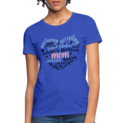 Mom Word Art Heart Women's T-Shirt - royal blue