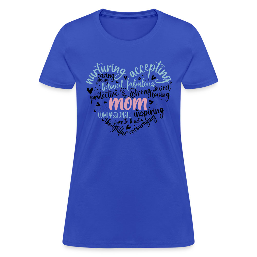 Mom Word Art Heart Women's T-Shirt - royal blue