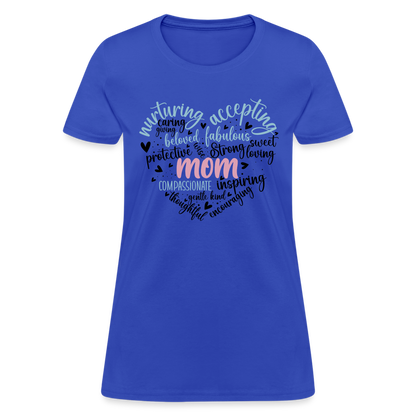 Mom Word Art Heart Women's T-Shirt - royal blue