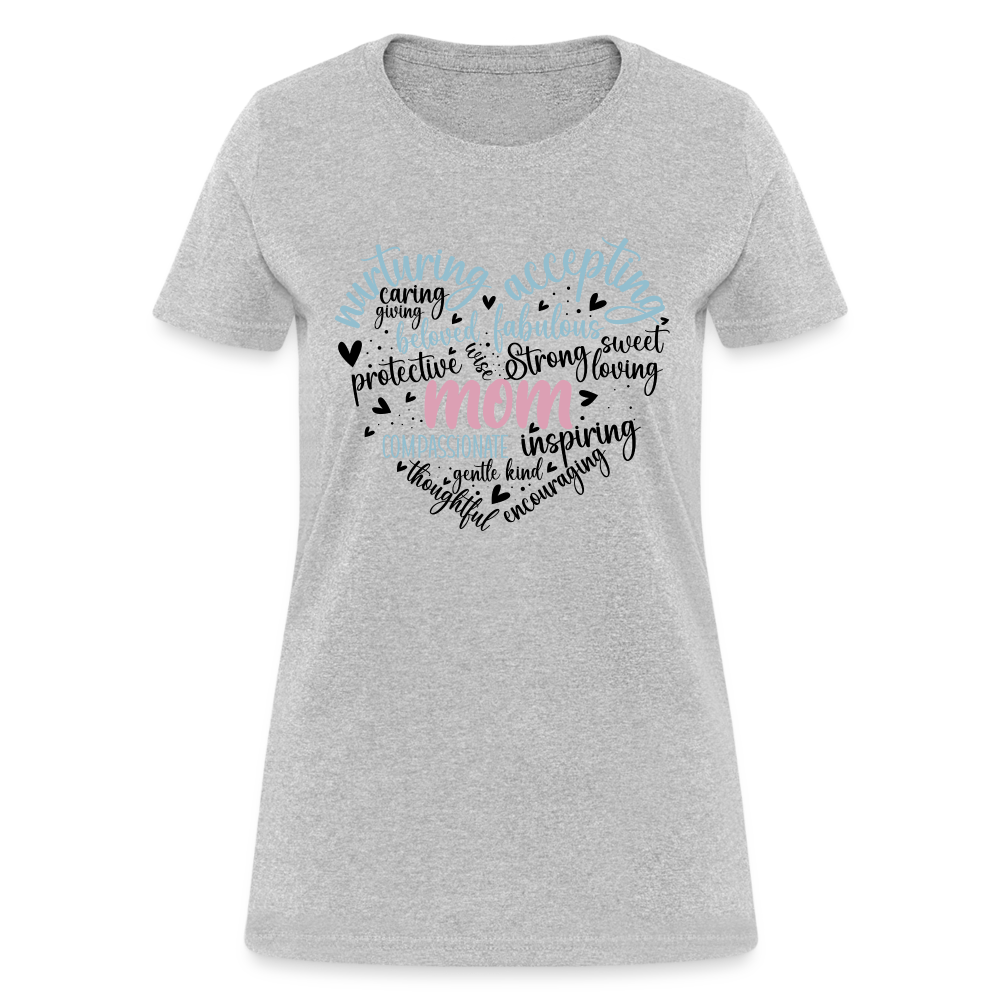 Mom Word Art Heart Women's T-Shirt - heather gray