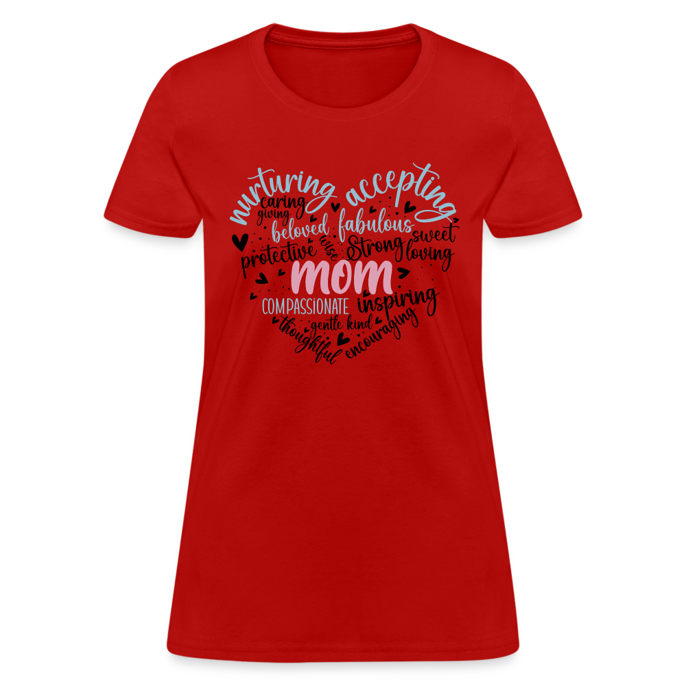 Mom Word Art Heart Women's T-Shirt - red