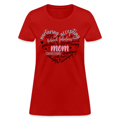 Mom Word Art Heart Women's T-Shirt - red