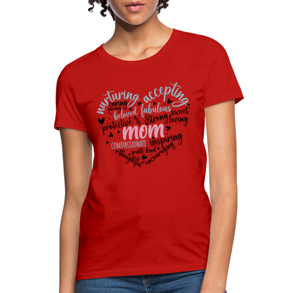 Mom Word Art Heart Women's T-Shirt - red