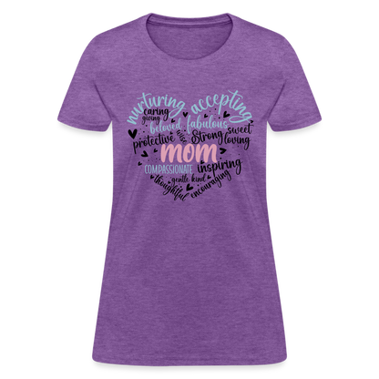 Mom Word Art Heart Women's T-Shirt - purple heather