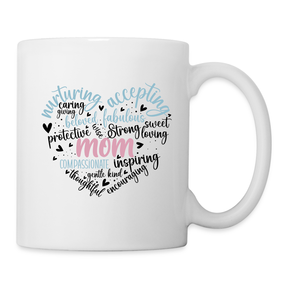 Mom Word Art Heart Coffee Mug - white