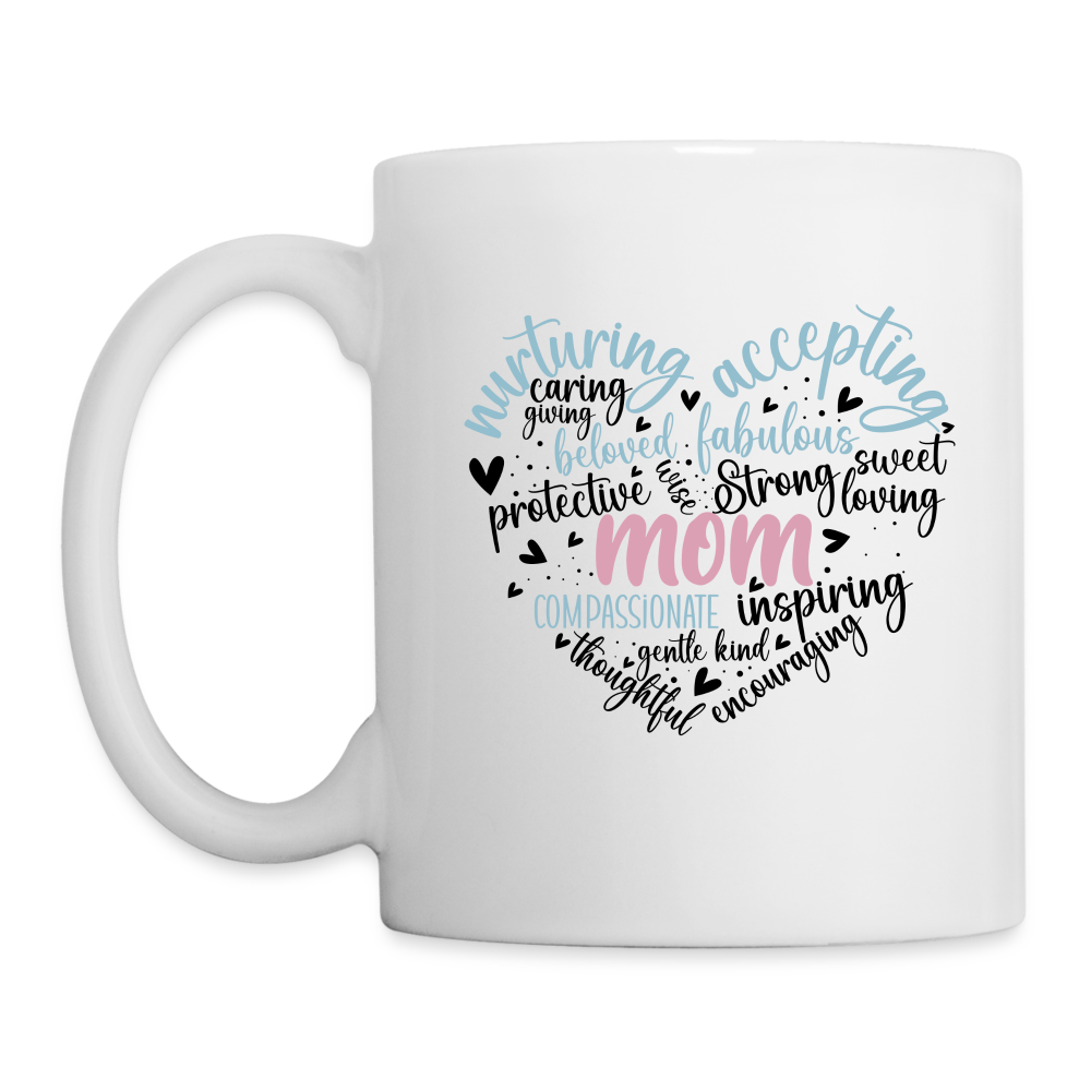 Mom Word Art Heart Coffee Mug - white