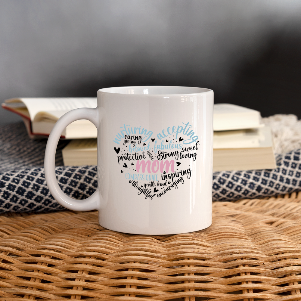 Mom Word Art Heart Coffee Mug - white