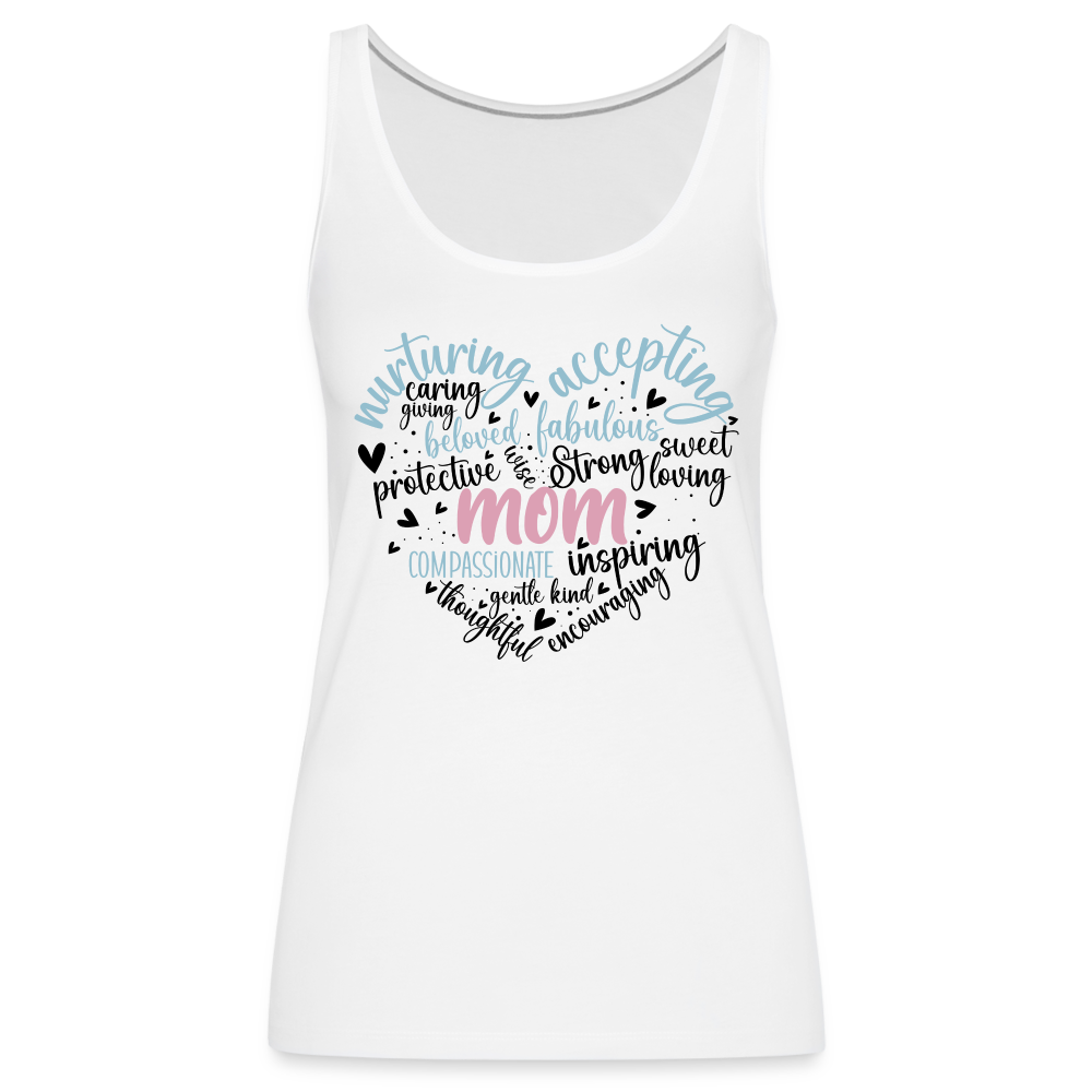 Mom Word Art Heart Women’s Premium Tank Top - white
