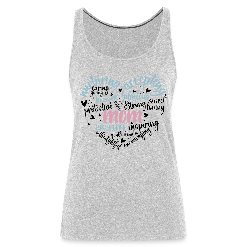 Mom Word Art Heart Women’s Premium Tank Top - heather gray