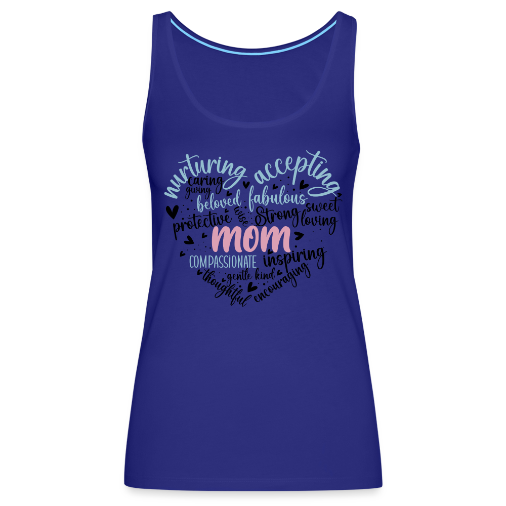 Mom Word Art Heart Women’s Premium Tank Top - royal blue