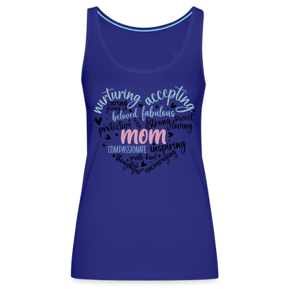 Mom Word Art Heart Women’s Premium Tank Top - royal blue
