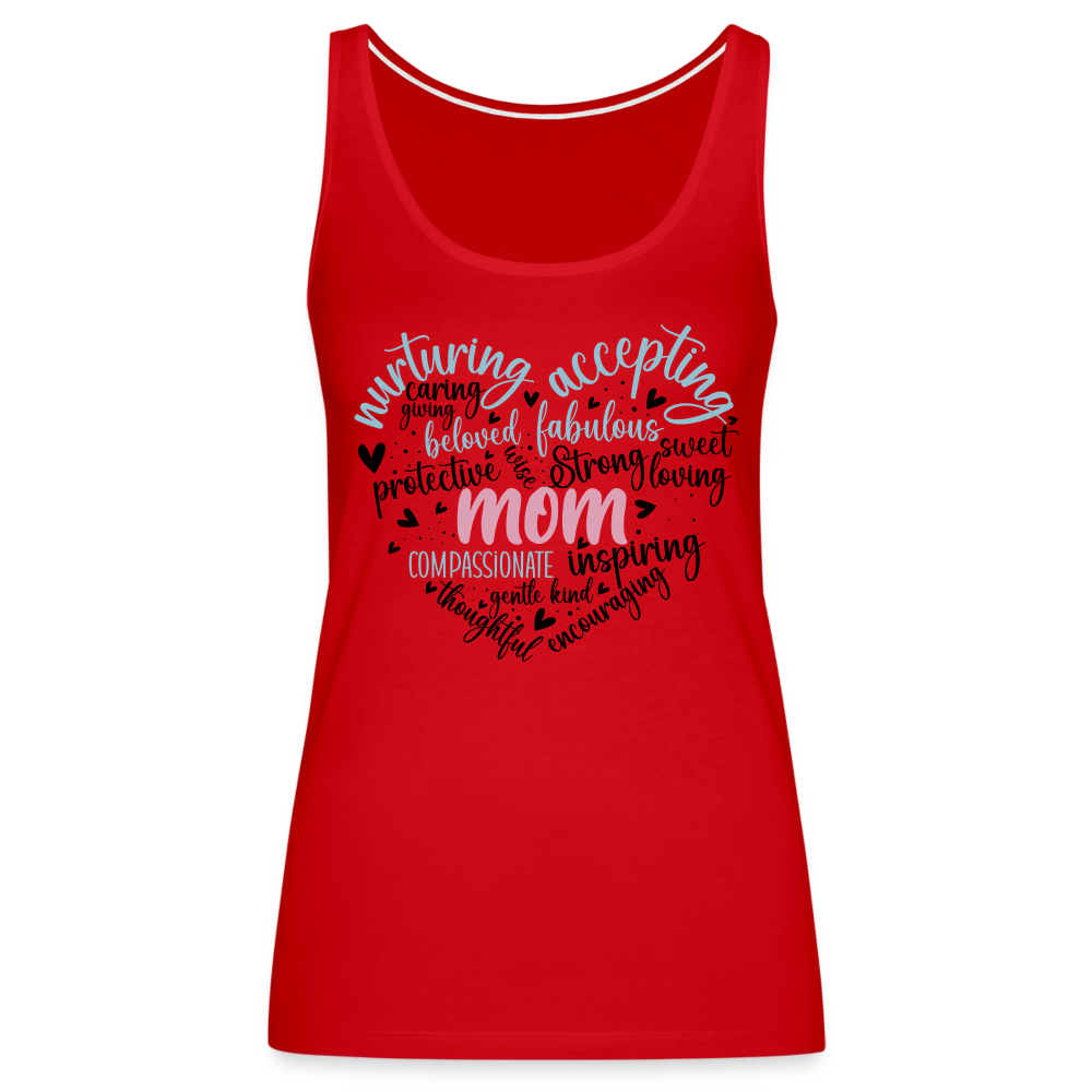 Mom Word Art Heart Women’s Premium Tank Top - red