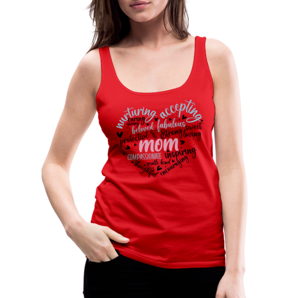Mom Word Art Heart Women’s Premium Tank Top - red