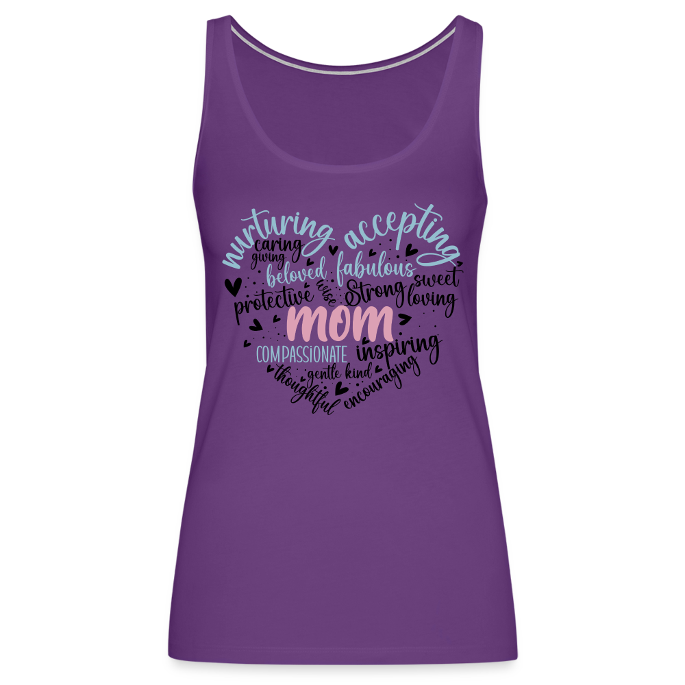 Mom Word Art Heart Women’s Premium Tank Top - purple
