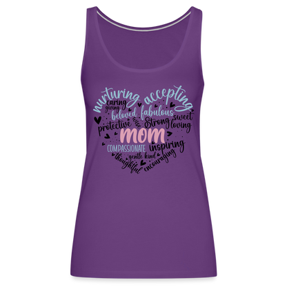Mom Word Art Heart Women’s Premium Tank Top - purple