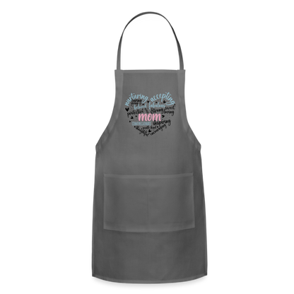 Mom Word Art Heart Adjustable Apron - charcoal