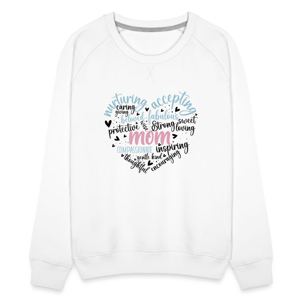 Mom Word Art Heart Women’s Premium Sweatshirt - white
