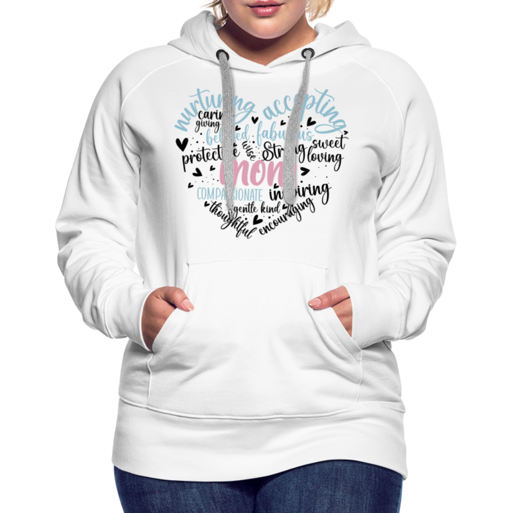 Mom Word Art Heart Women’s Premium Hoodie - white