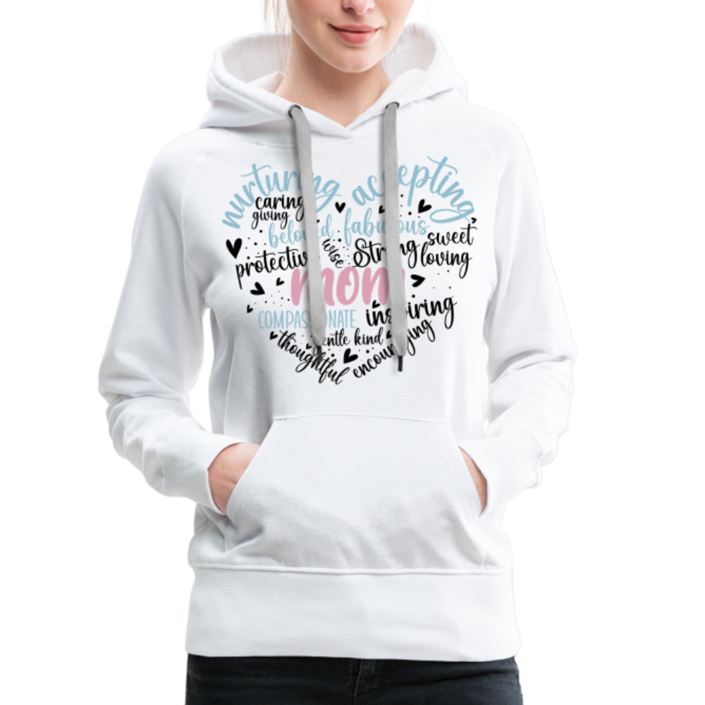 Mom Word Art Heart Women’s Premium Hoodie - white