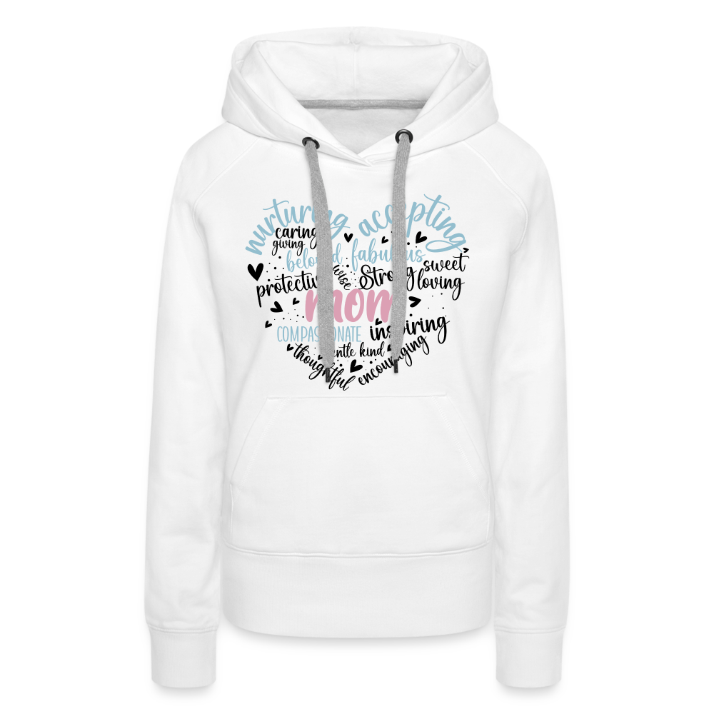 Mom Word Art Heart Women’s Premium Hoodie - white